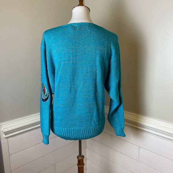 Bonnie Boerer Fabulous Peacock Vintage Sweater SP FREE SHIP - Picture 3 of 4